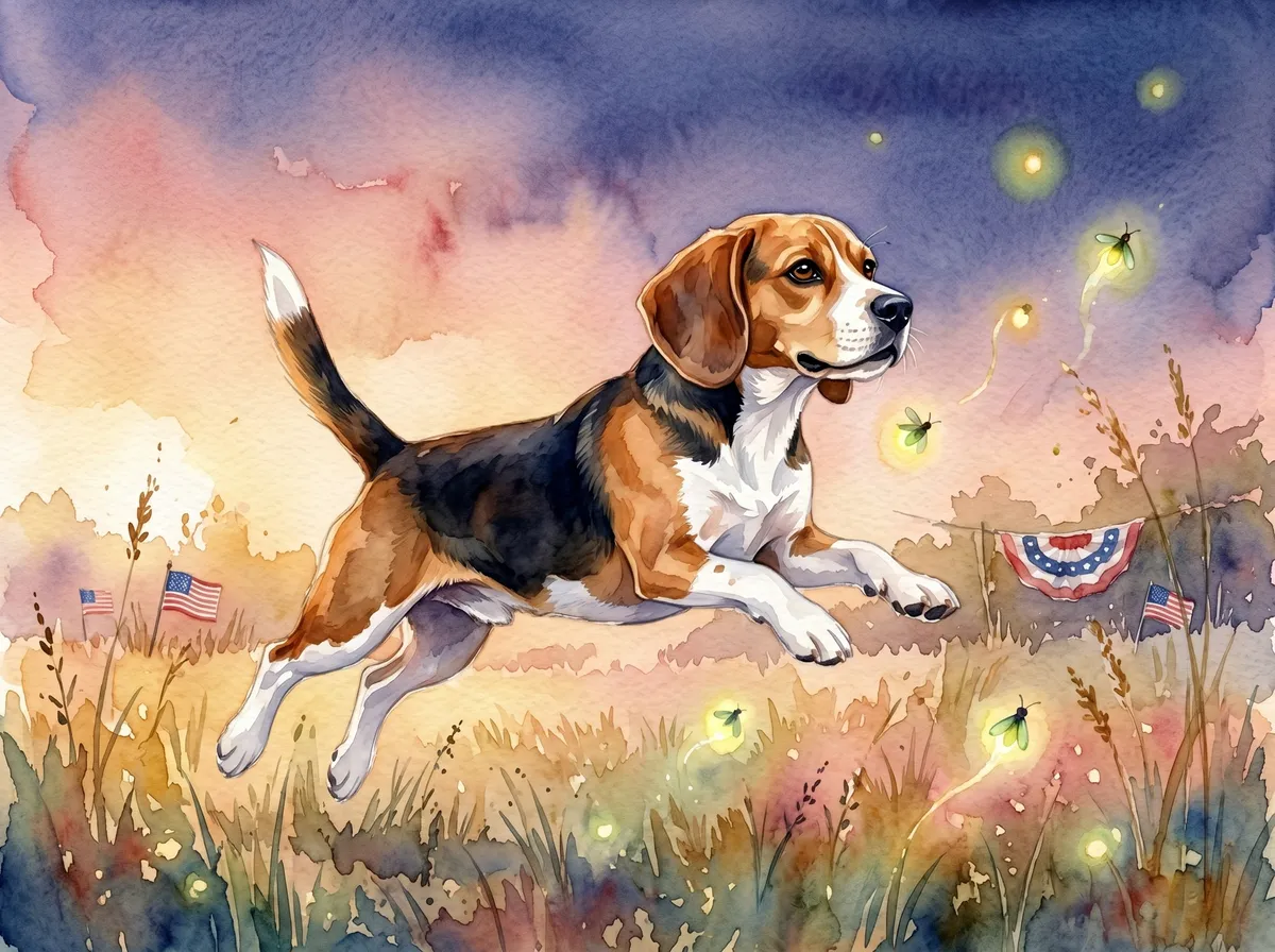 Beagle watercolor calendar month 7